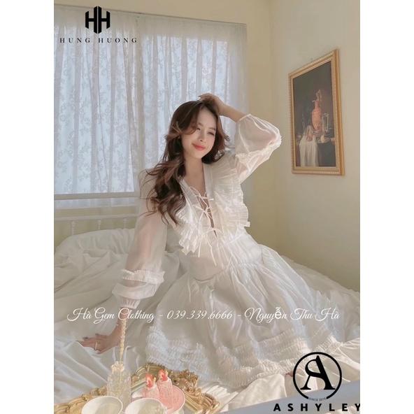 Đầm tay phồng hở lưng tơ hàn siêu cao cấp