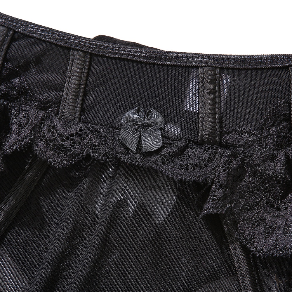 Set bộ đồ lót lingerie lọt khe xuyên thấu đai cánh dơi tặng kèm vớ