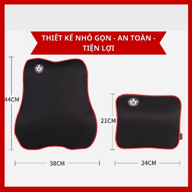 Gối tựa đầu và lưng ghế ô tô cao su non cao cấp giảm mỏi cổ đau lưng.