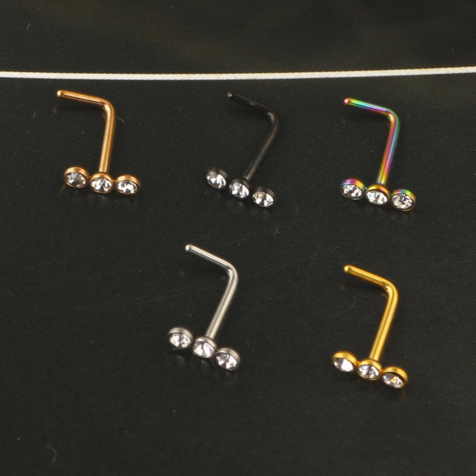 5x Nose Stud Rhinestone Crystals Bones Piercing Jewelry for Men Girl Women