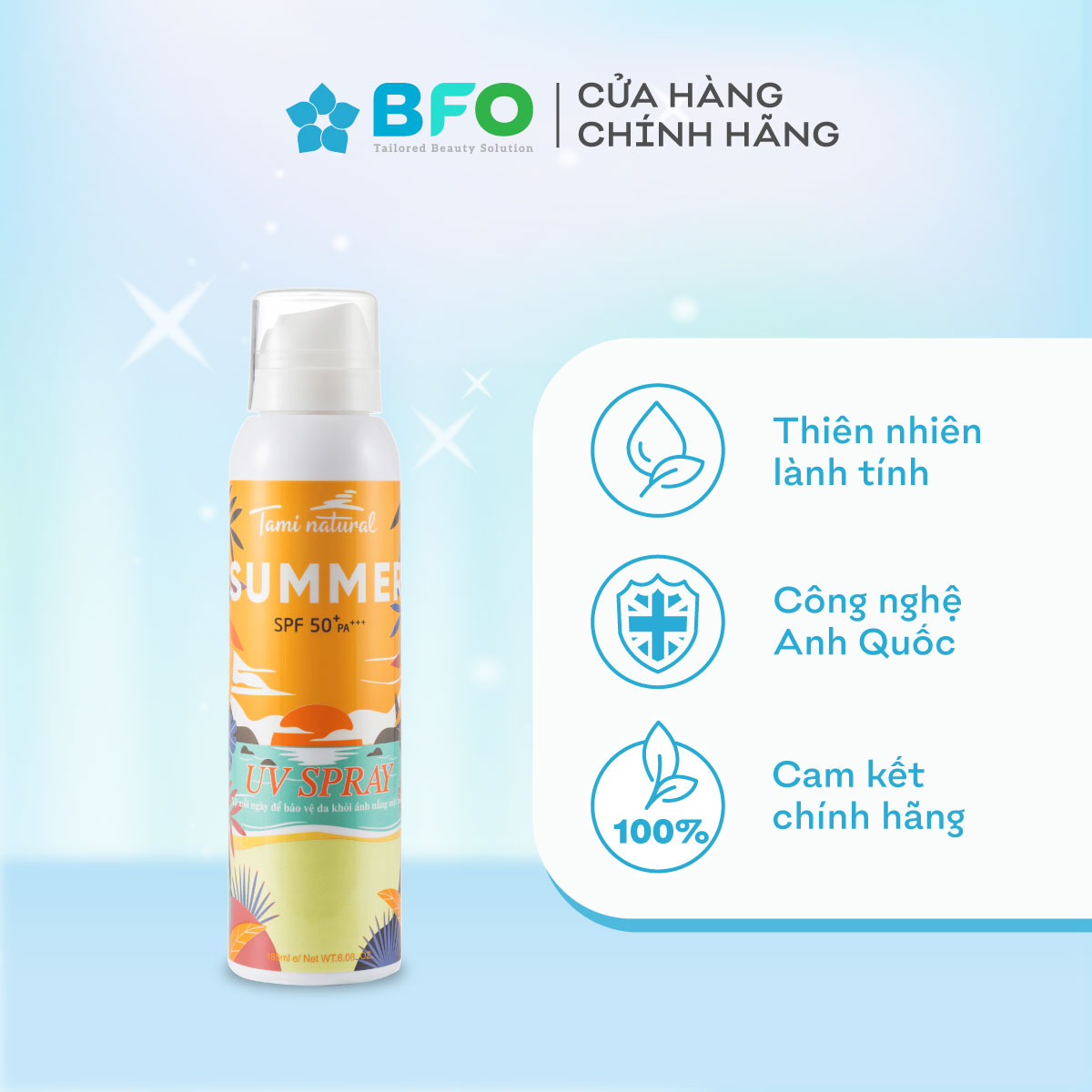 Kem chống nắng nâng tone dạng xịt Summer UV Spray cao cấp SPF 50 PA+++ (Dung tích 180ml)