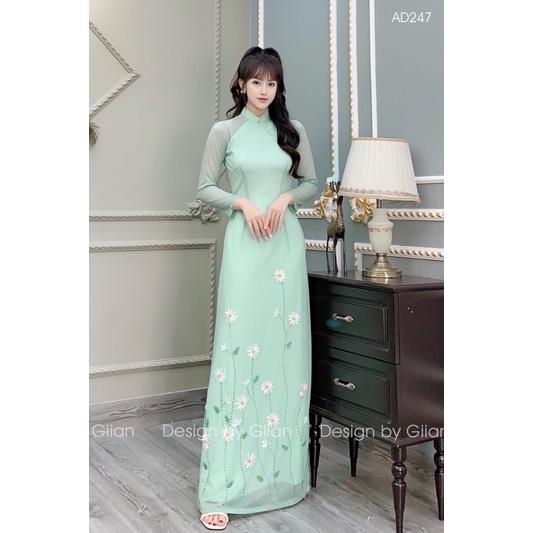 Áo dài 4 tà kết hoa thủ công