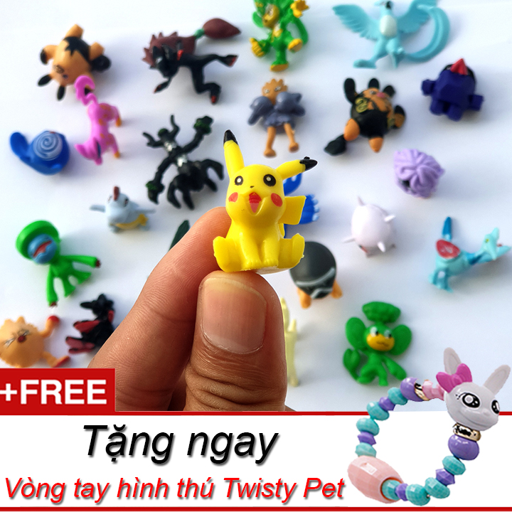 Mô hình 24 Pokemon Go Mega đa hệ huyền thoại tặng kèm vòng đeo tay Twisty Petz dễ thương