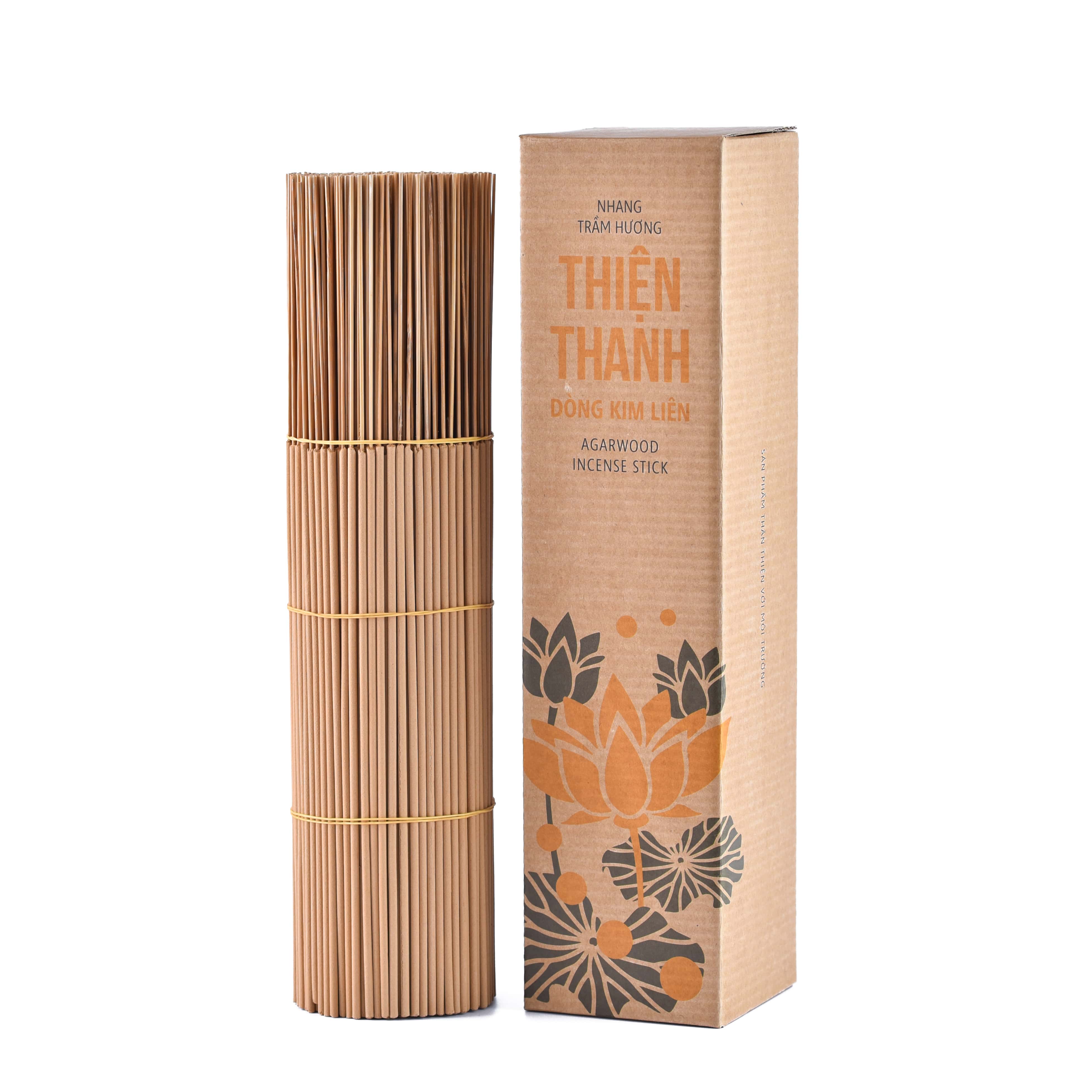 Nhang cây trầm hương 3 tấc - 450 cây - 500grams - dòng Kim Liên - hương vị gỗ đậm đà - Thương hiệu Trầm Hương Thiện Thanh