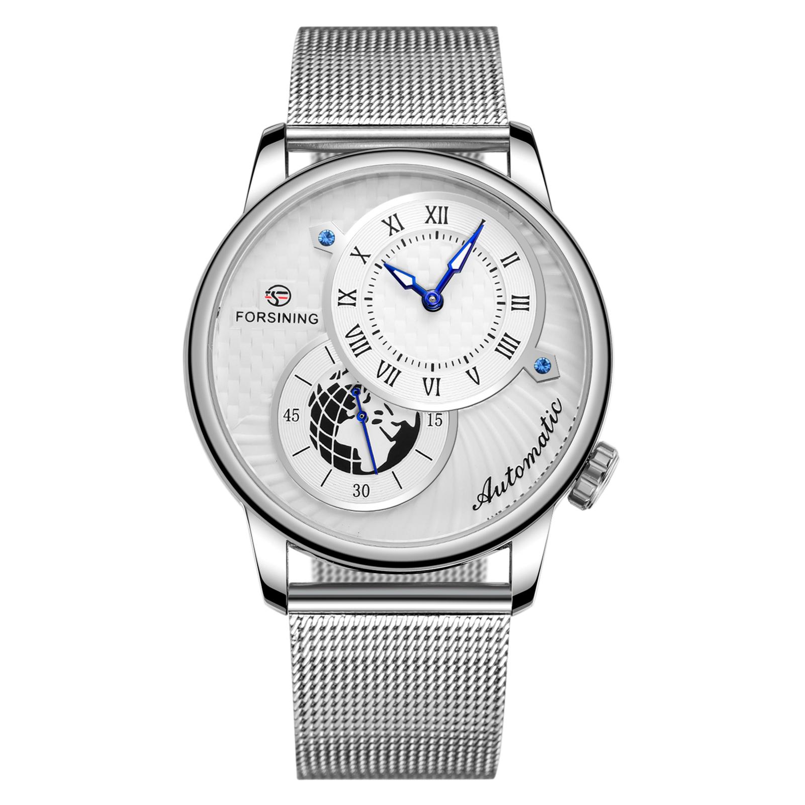 Đồng hồ cơ FORSINING Nam tự động Mặt số La Mã Mặt sau trong suốt Con trỏ phát sáng Không thấm nước