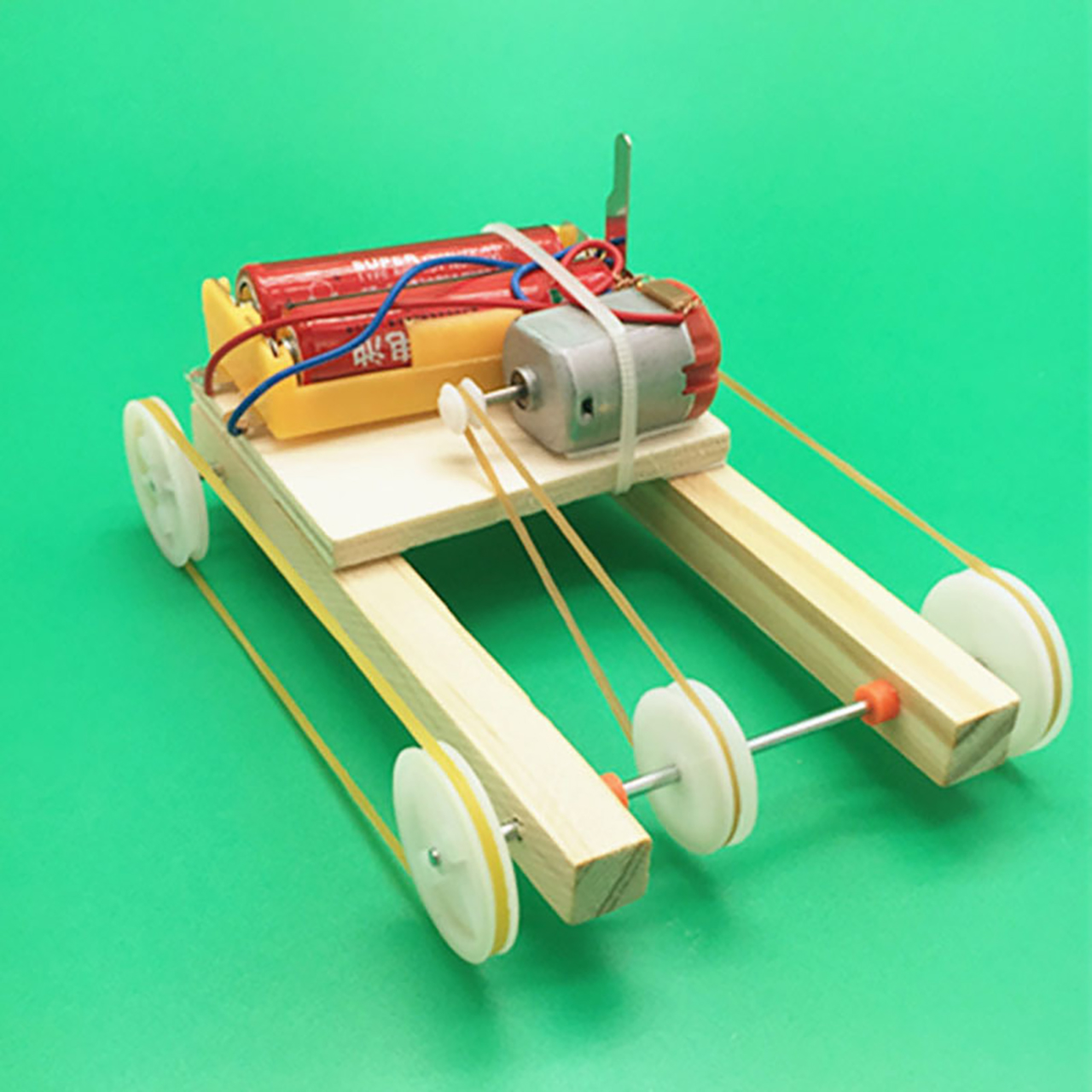 Đồ chơi trẻ em S28 thông minh sáng tạo STEM (STEAM) mô hình lắp ráp xe vành đai điện bốn bánh bằng gỗ