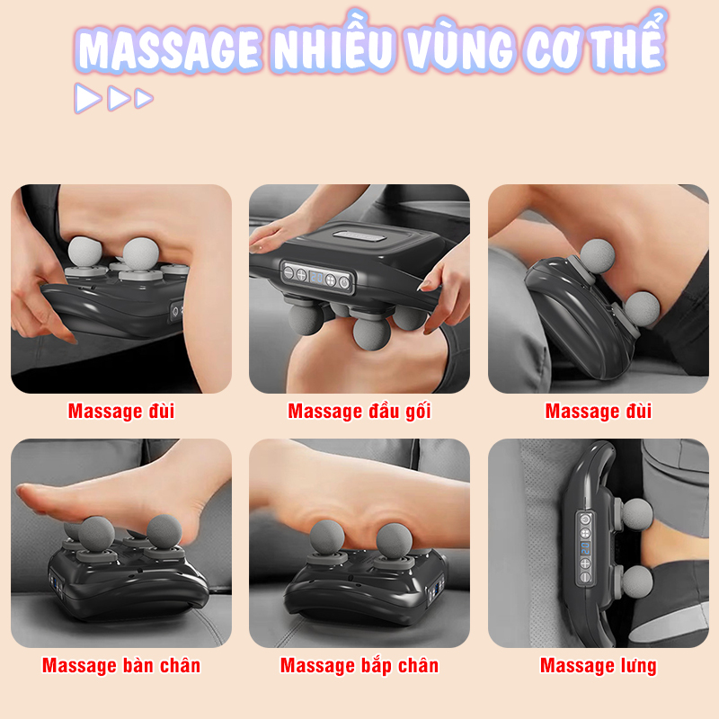 Máy massage đấm lưng và giãn cơ toàn thân 4 đầu Nikio NK-272 - 6 chế độ, 20 cấp tốc độ mát xa