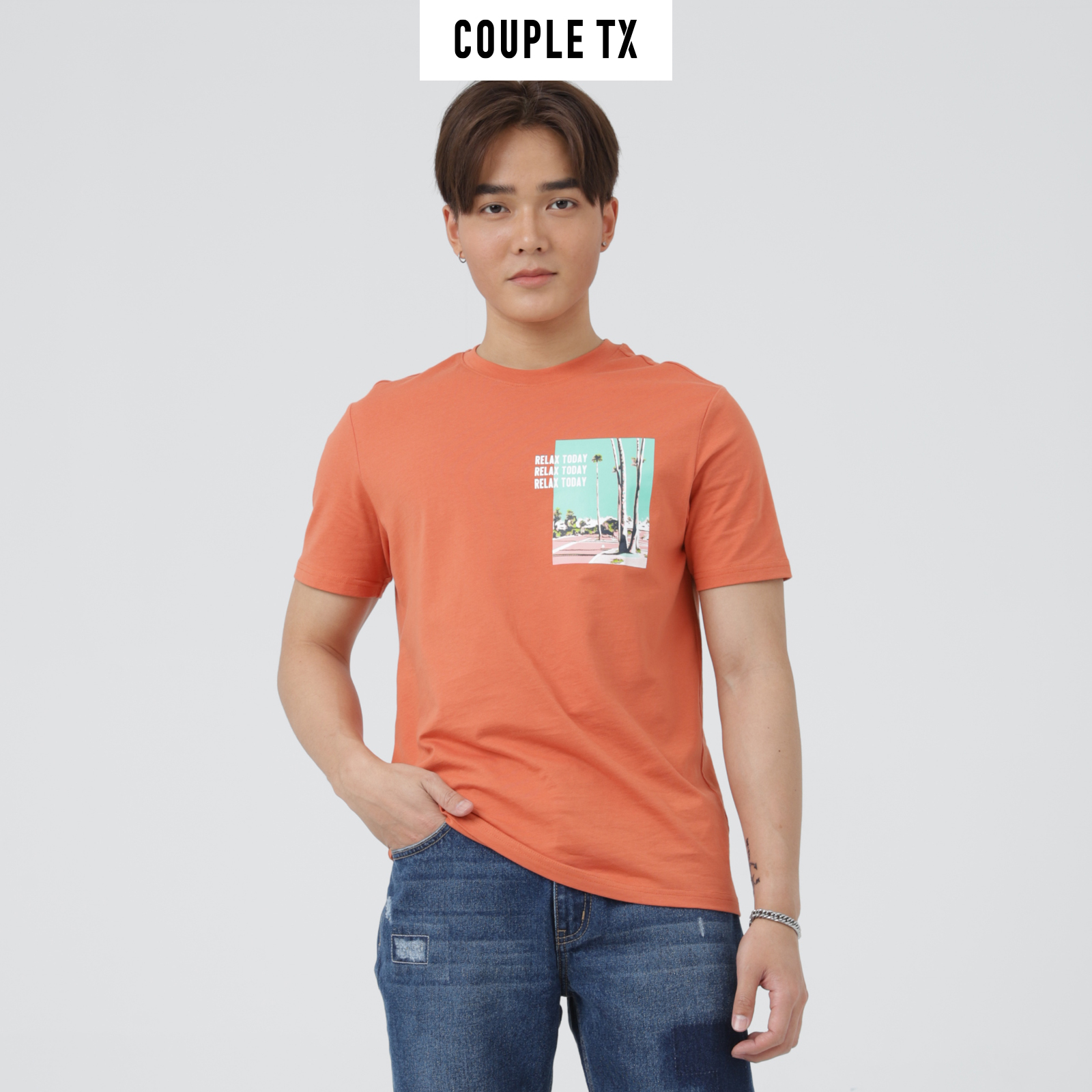 Áo Thun Nam Typo Graphic Happy Today Couple TX MTS 1144