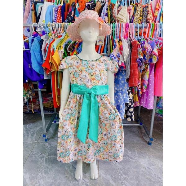 Đầm Bé Gái Size 7-24Kg, 5 Tháng Đến 6,5 Tuổi Công Chúa Hoa Phối Nơ Đính Ngọc, Đầm Dự Tiệc SUMI