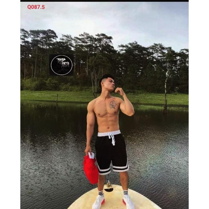 Quần Short boli 2v thể thao nam nữ - Sọt Lững Kiểu Dáng Thể Thao Unisex hai Màu Đen,trắng 05x..