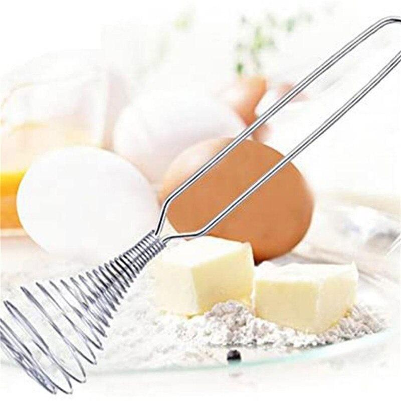 Stainless Steel Egg Beater Spring Coil Wire Dough Whisk Sauce Hand Mixer Baking Supplies