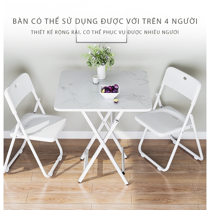 Bàn Ăn Gấp Gọn Khung Sắt Mặt Gỗ Chống Nước Chống Xước AM125