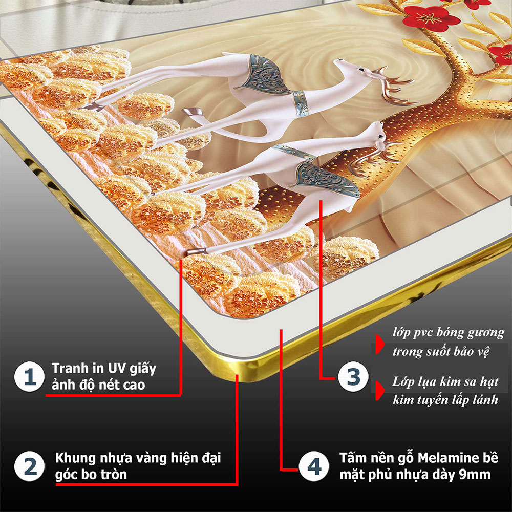 Tranh phòng khách - mã đáo thành công - Tranh in cán pvc gương / lụa kim sa: 1392L5