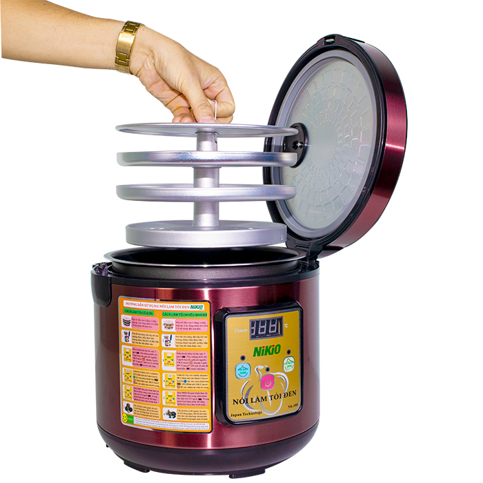 Máy Làm Tỏi Đen Nikio NK-688 - Dung Tích 5 Lít, Làm Được 1.5 Kg Tỏi, Công Nghệ Ủ Tỏi Nhật Bản Cho Tỉ Lệ Thành Công 99%, Tự Động Sấy Khô Giúp Tỏi Thơm Ngon Chuẩn Vị - Đỏ Tím