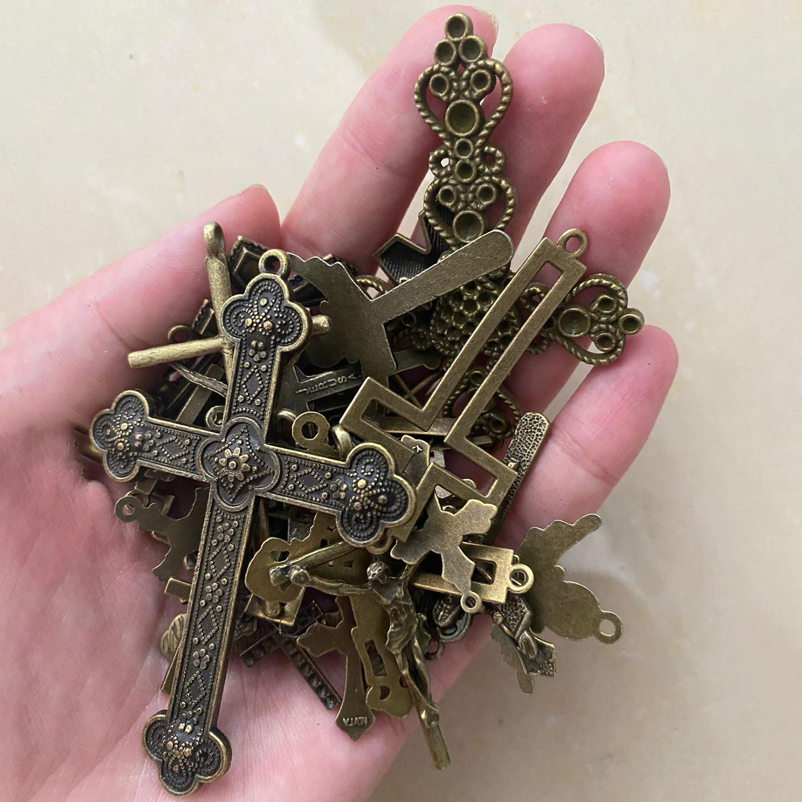 50Pcs Cross Charms Pendants for Jewelry Making Findings DIY Crafts Supplies