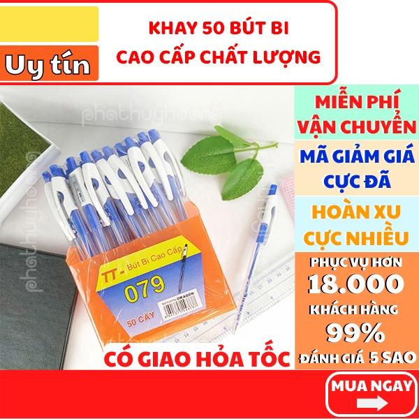 Khay 50 bút bi xanh cao cấp TT- 079 giá rẻ chất lượng tốt ( 1700đ/ cây)