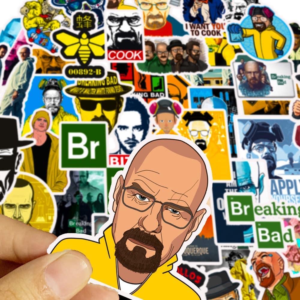 Hình ảnh Sticker phim Breaking Bad trang trí mũ bảo hiểm, đàn, guitar, ukulele, điện thoại laptop