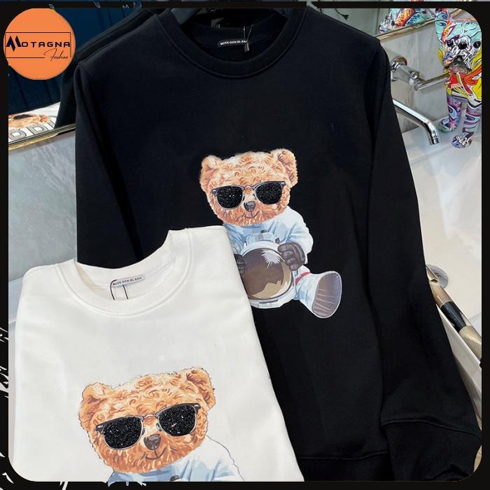 Áo thu đông nam dáng ôm, Áo sweater cao cấp chất đẹp in Gấu Đeo Kính mã NZ655