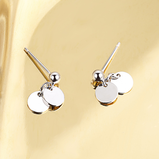 Bông tai nữ hai hình tròn phong cách Hàn Quốc