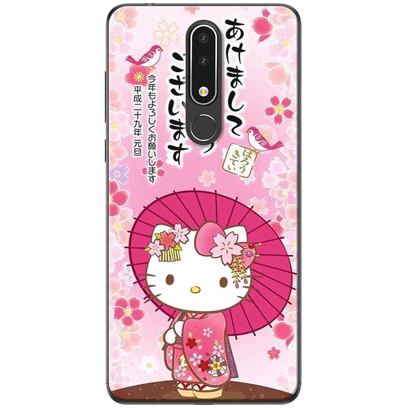 Ốp lưng dành cho Nokia 3.1 Plus mẫu Mèo dù hồng