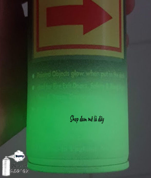 Sơn xịt phát sáng trong tối, dạ quang phát sáng ban đêm phosphorescent Bosny dung tích 200ml - Thái lan, sơn ô tô, xe máy, trang trí, biển báo, lối thoát hiểm