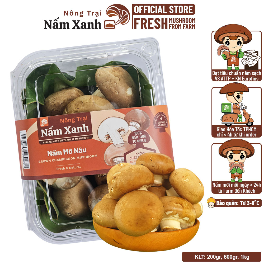 Nấm Mỡ Nâu Tươi 1kg Ngon Sạch - Nông Trại Nấm Xanh