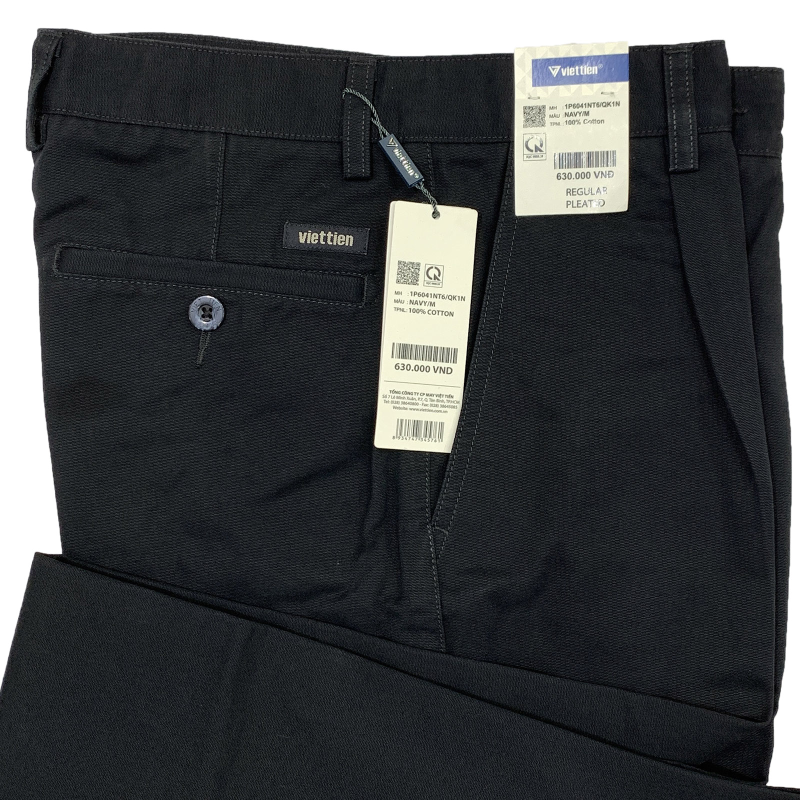 Quần kaki việt tiến màu xanh đen đậm có 1ly Regular 1P6041