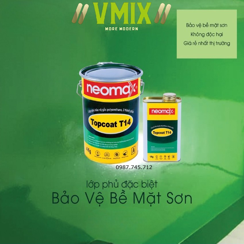 [5kg] Lớp báo vệ chống thấm Topcoat gốc Polyurethane 2 thành phần Neo Max dễ dàng thi công tiết kiệm chi phí cán vữa.