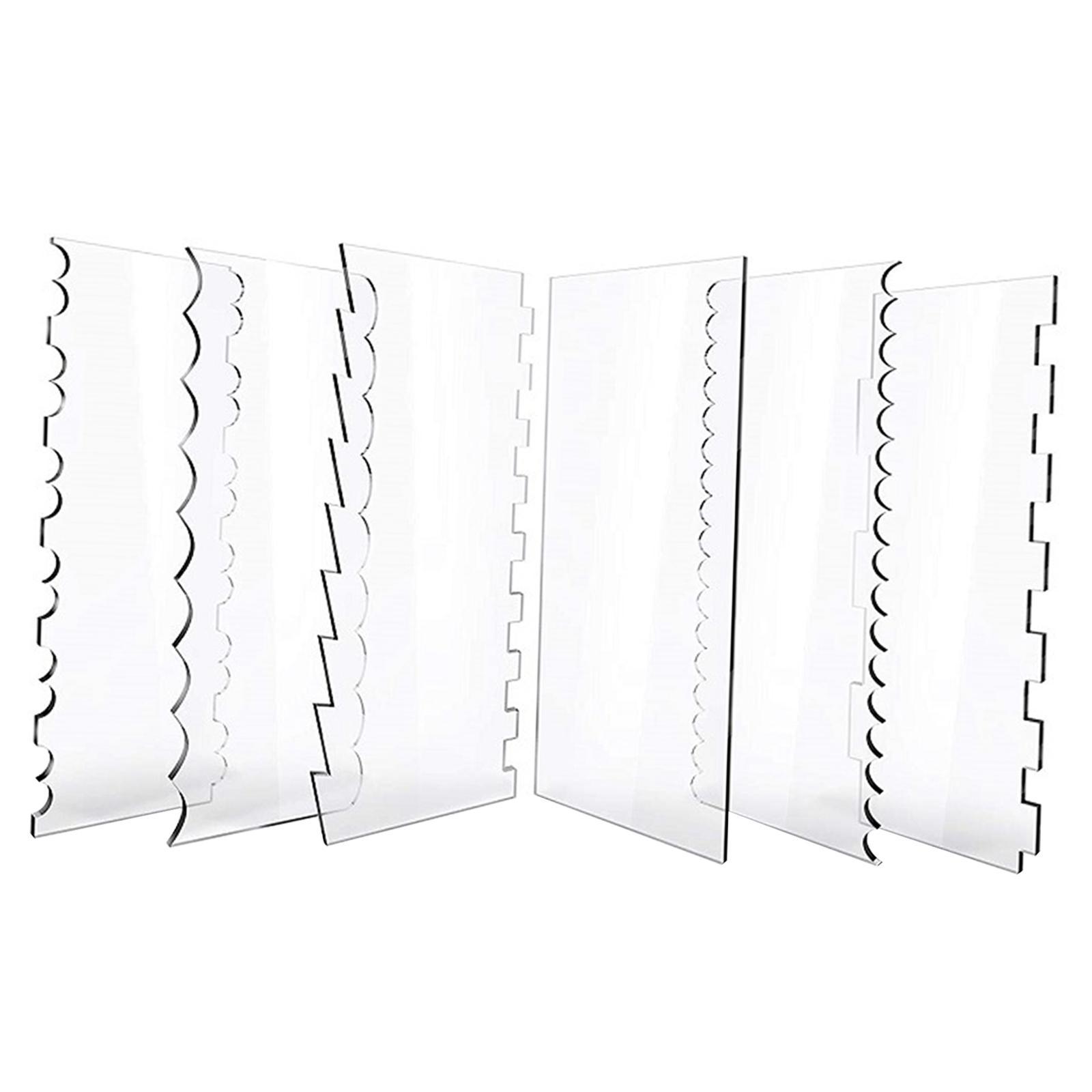 6 Pieces Transparent Acrylic Cake Scraper Patterned Edge Scraper for Wedding