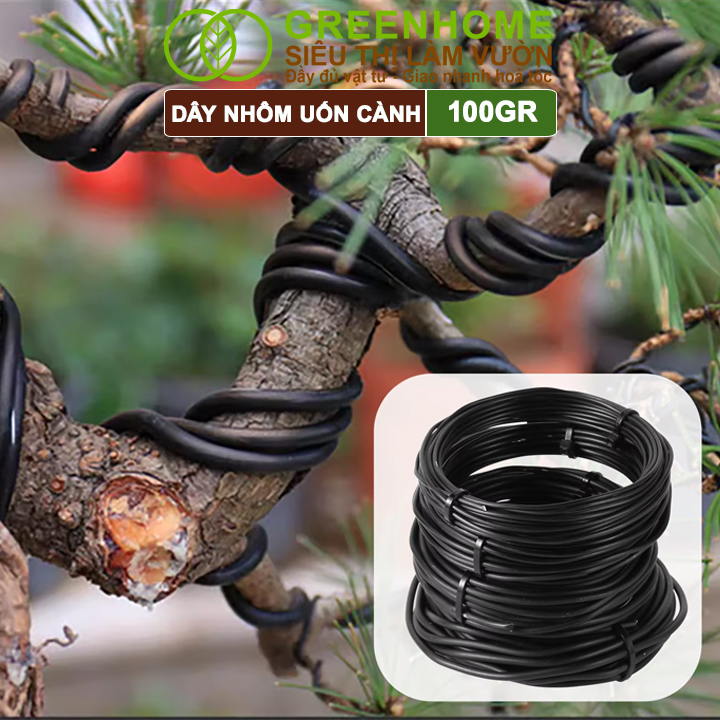 Dây Nhôm Uốn Cây Cảnh Bonsai GreenHome, Cuộn 100Gr, Mềm Dẻo Dễ Uốn, Đủ Loại Kích Thước