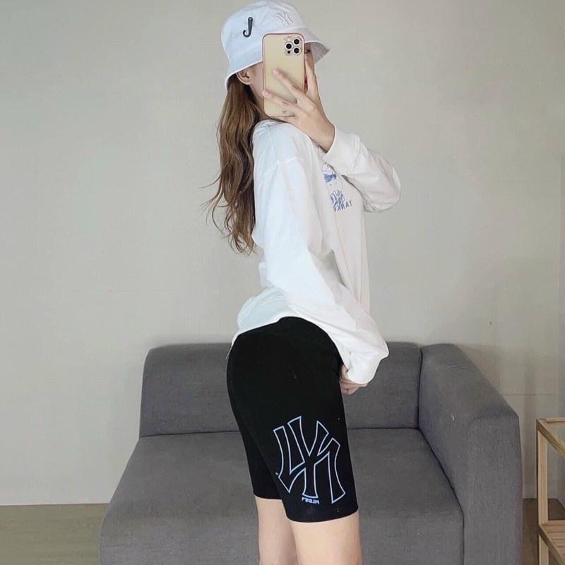 Quần legging lửng nữ thêu chữ NY - Quần legging đùi nâng mông co giãn 4 chiều Beemit Store