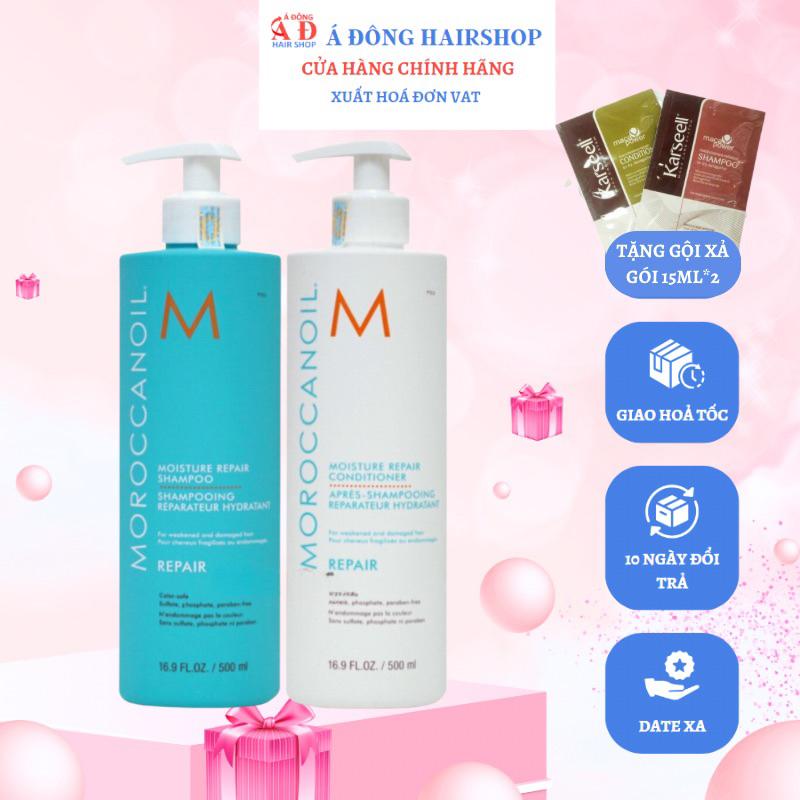 [+Gội xả gói Karseell 15ml] Bộ dầu gội xả phục hồi độ ẩm Moroccanoil Moisture Repair chính hãƞg