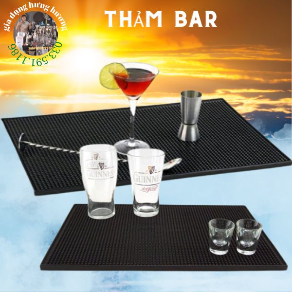 Thảm lót quầy bar cao su trải sàn pha chế siêu bền cao cấp úp ly có cả size lớn dài