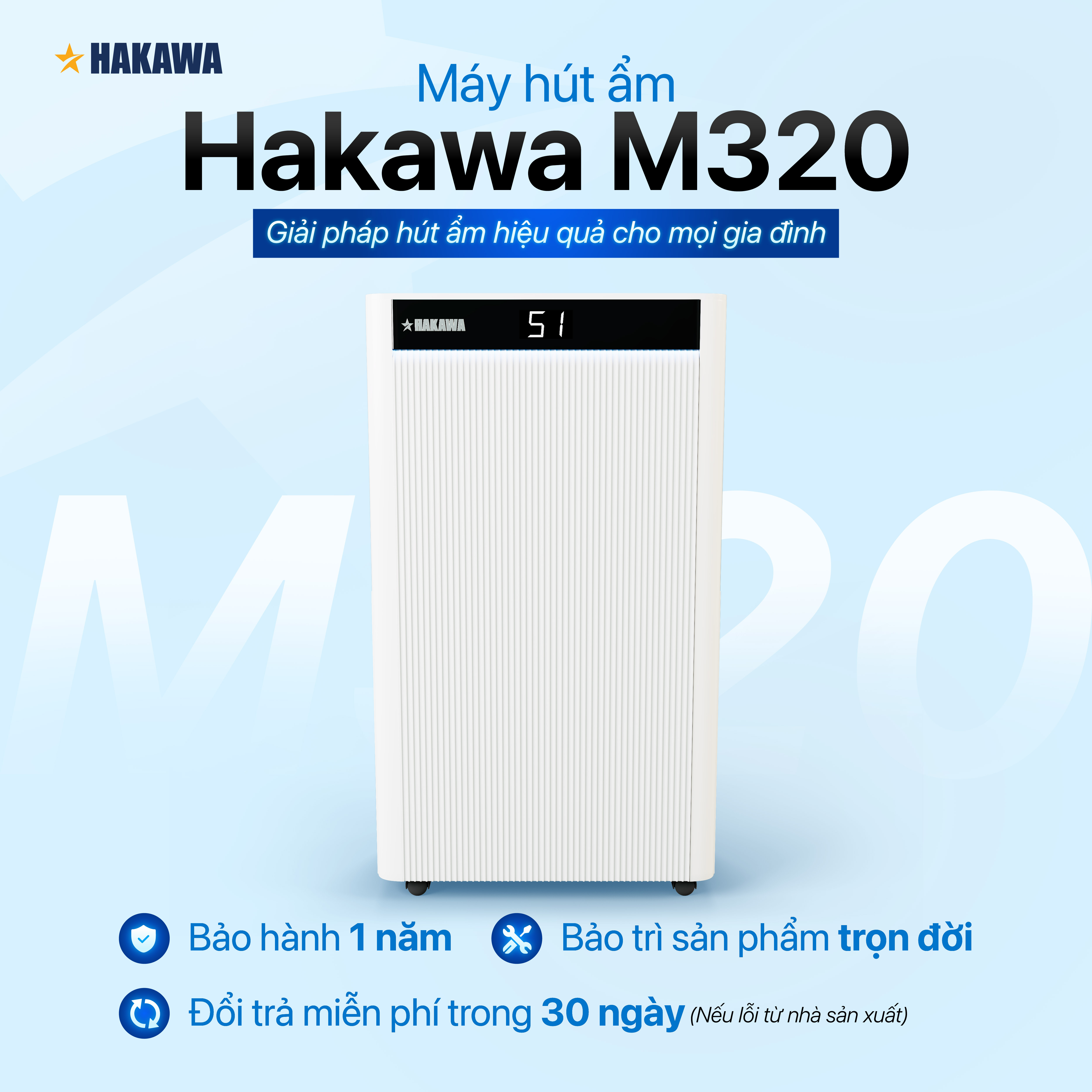 Máy hút ẩm Airdog Hakawa M320 Công Nghệ Khí Nén – Hút Nhanh, Giảm Ẩm Nồm, Dùng Cho Phòng 60m² - Hàng Chính Hãng