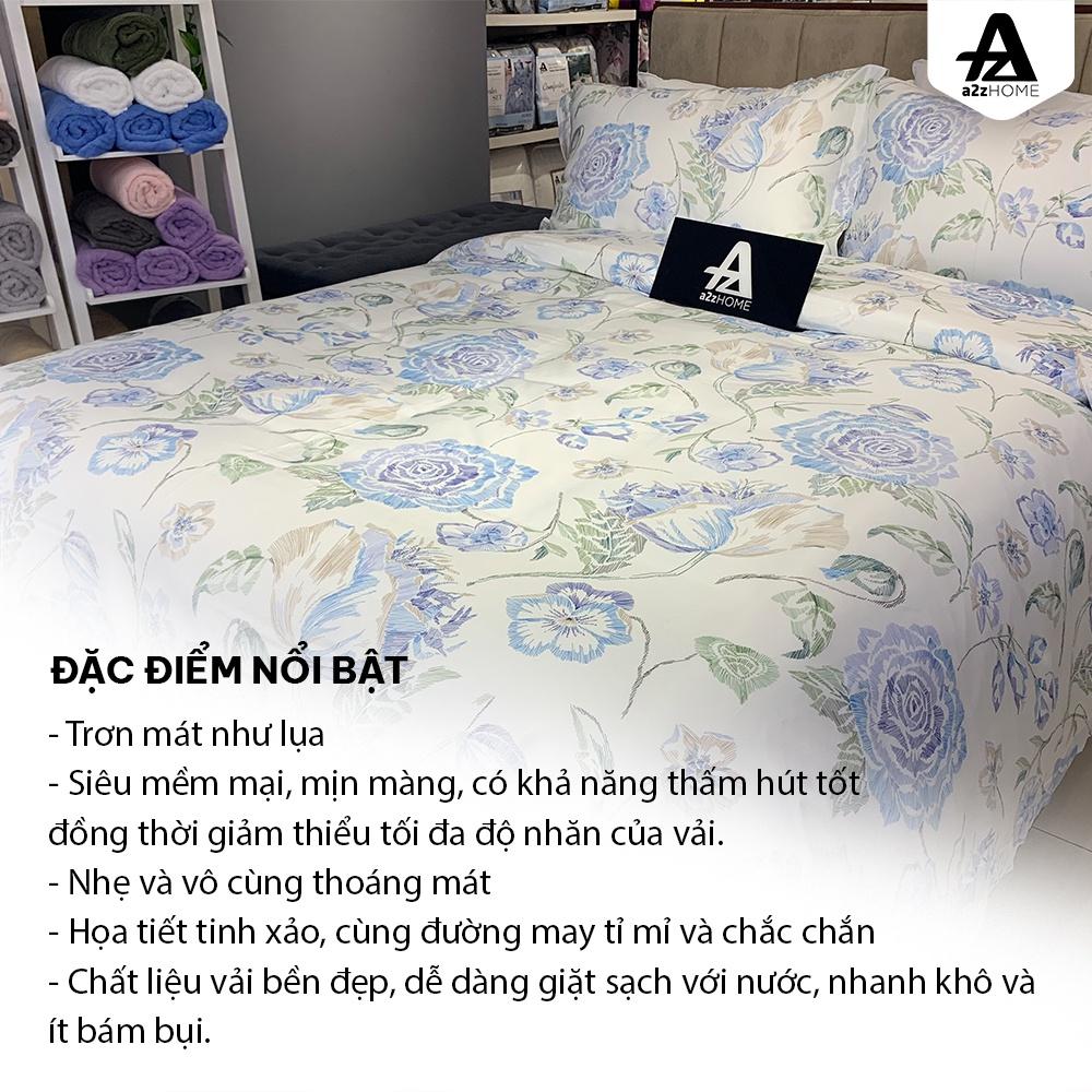 Bộ Ga Trải Giường 4 Món Blue Roses Mềm Mại 100% Tencel Cao Cấp - BS00071 - BS00072 - A2Z Home