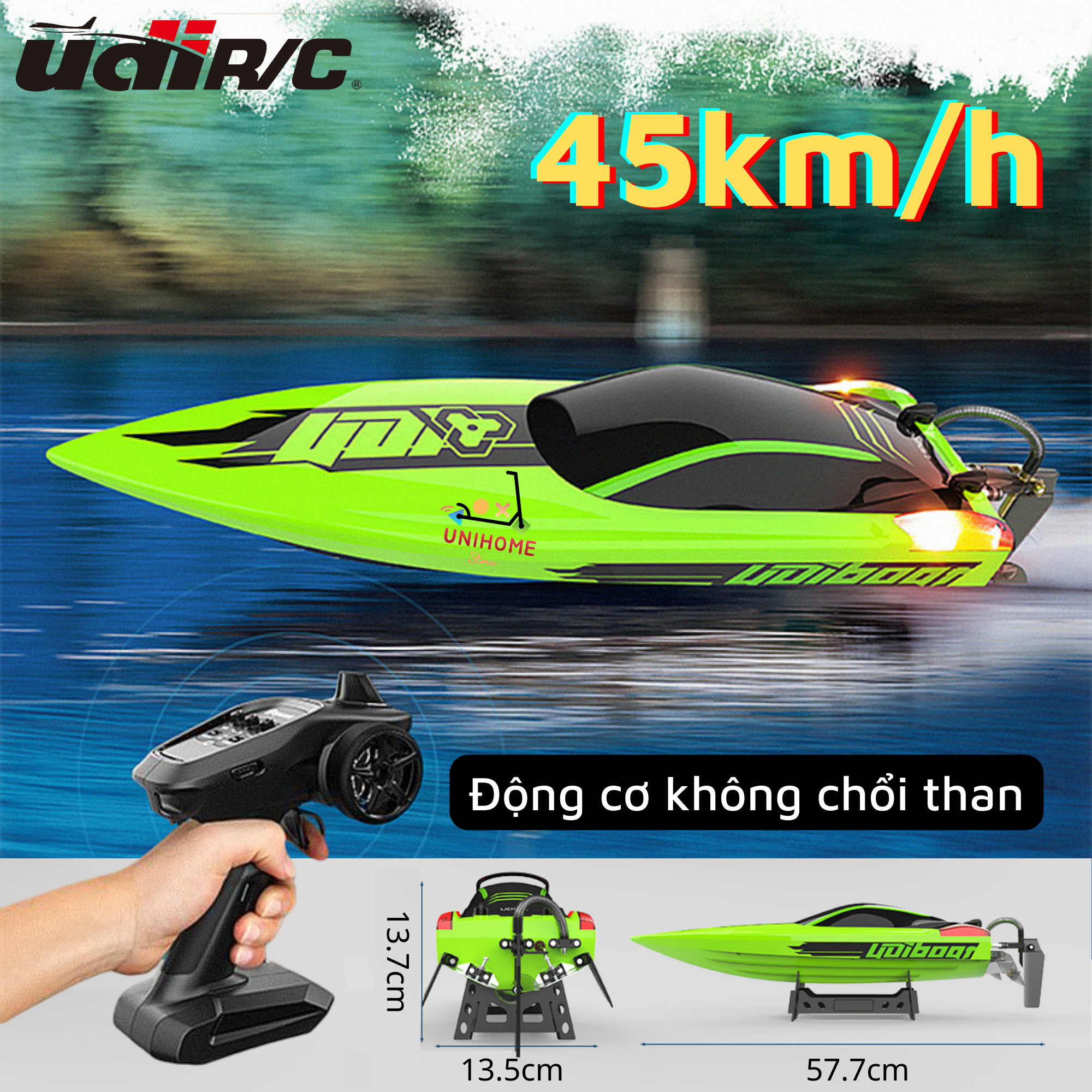 Cano điều khiển tốc độ cao UDI018, Cano điều khiển từ xa tốc độ cực nhanh 45km/h Kích thước lớn, Động cơ không chổi than cao cấp, Đồ chơi điều khiển cho người đam mê tốc độ