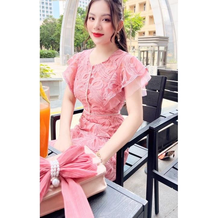 Đầm Thiết Kế, Váy Thiết Kế JEN DRESS Chất Liệu Ren Cao Cấp Màu Hồng Pastel - Thanh Lịch Nữ Tính