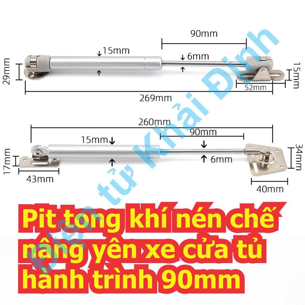 Cây trợ lực thanh Pit tong khí nén chế nâng yên xe cửa tủ 10Kg, hành trình 90mm mẫu A kde6926