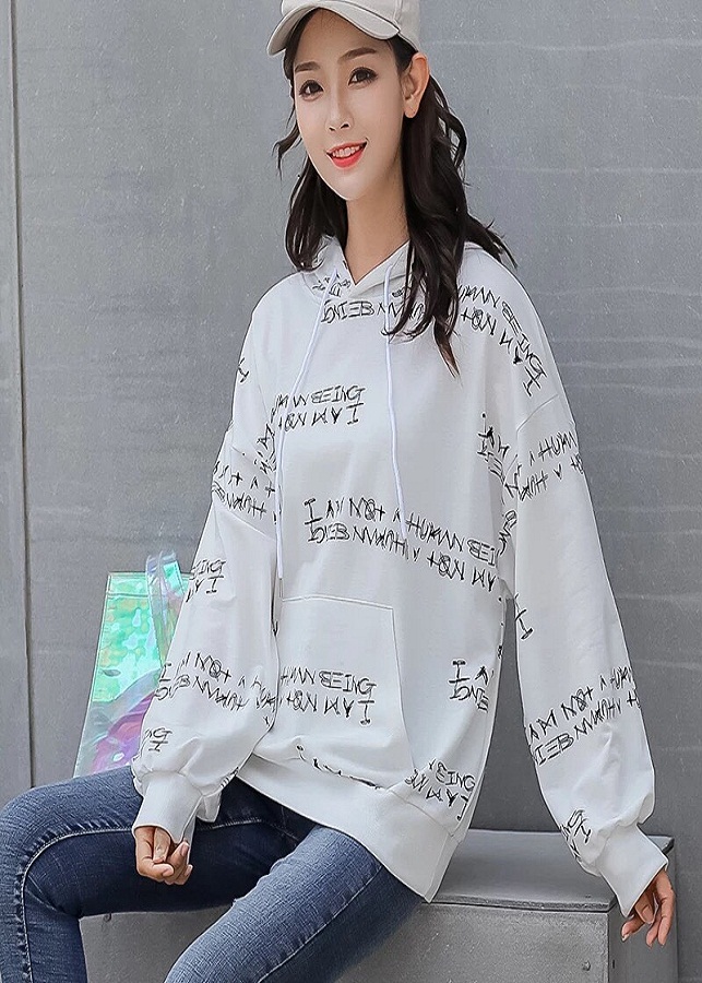 Áo hoodie in chữ nhiều freesize