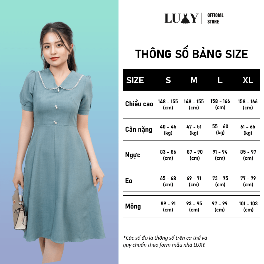 Váy xanh công sở dáng ôm LUXY V139 đủ size từ 42kg - 65kg