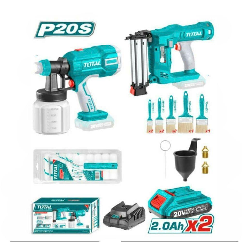 BỘ COMBO SÚNG BẮN ĐINH TCBNLI2016 MÁY PHUN SƠN TCSGLI2040 6 DÙNG PIN 20V TOTAL TOSLI23054 - HÀNG CHÍNH HÃNG