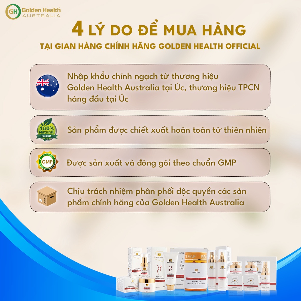 [GOLDEN HEALTH] Kem Dưỡng Trắng Da, Mờ Thâm, Nám, Tàn Nhang, Giúp Tái Tạo Da, Thúc Đẩy Quá Trình Tổng Hợp Collagen, Tăng Cường Phục Hồi Da Ban Đêm Beauty Leaf Whitening Complex 50ml