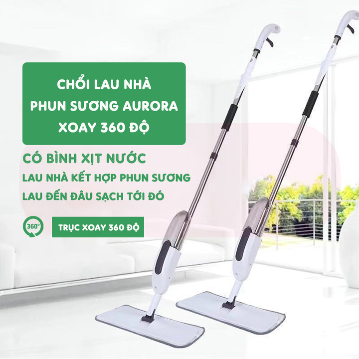 Cây lau nhà thông minh Aurora 360 độ có bình phun sương