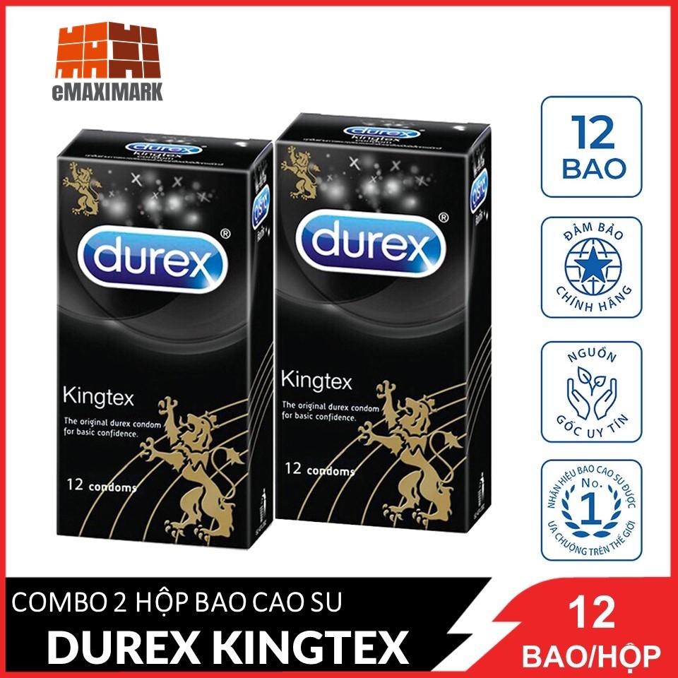 Combo 2 hộp Bao cao su Durex Kingtex (Đen) Hộp 12 cáiX2