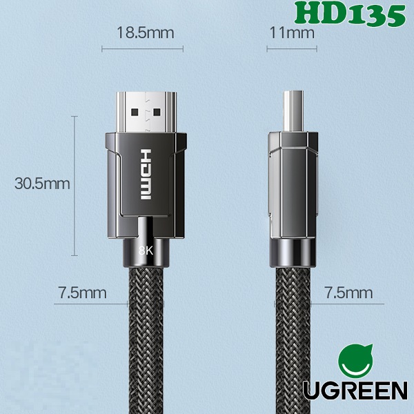 Cáp HDMI 2.1 Chuẩn 8K@60MHz Cao cấp Ugreen 70319 70320 70321 80602 Dài 1m 1,5m 2m 3m - Hàng Chính Hãng