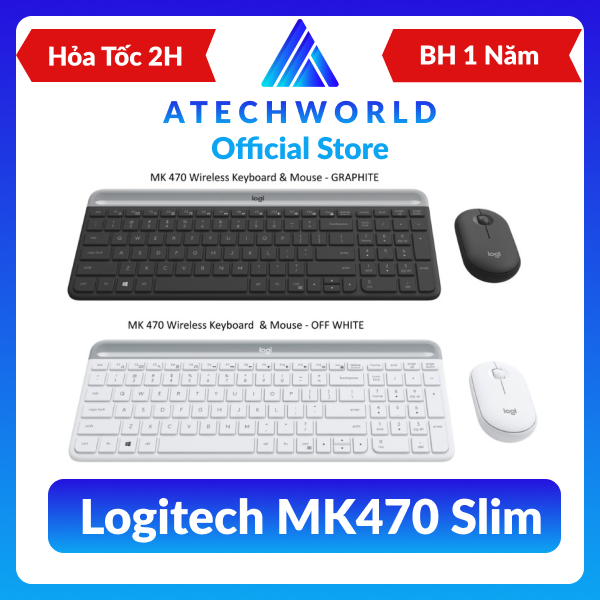 Bộ Bàn Phím Và Chuột Không Dây Logitech MK470 Slim - Hàng Chính Hãng