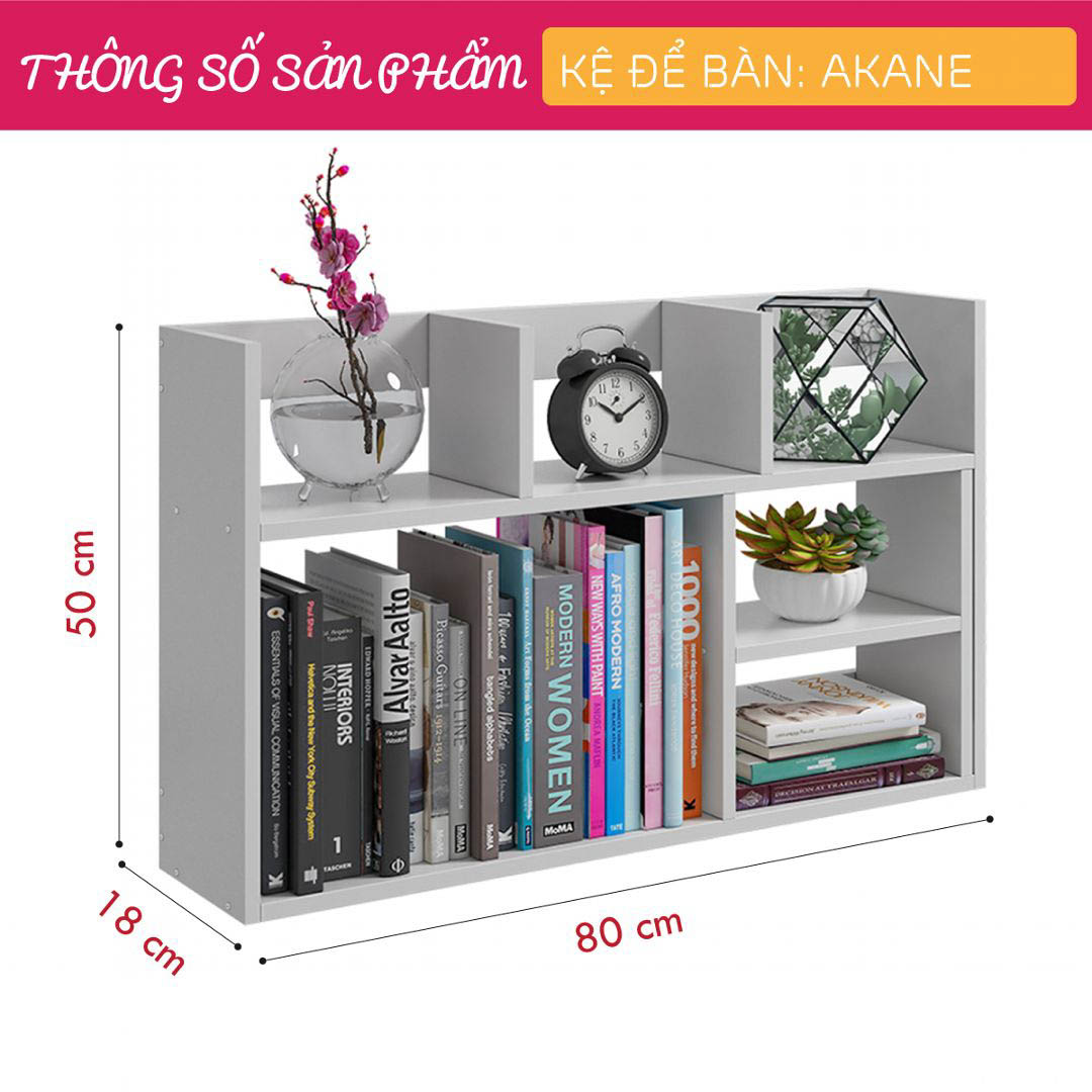 Kệ để bàn gỗ hiện đại SMLIFE Akane  | Gỗ MDF dày 17mm chống ẩm | D80xR18xC50cm