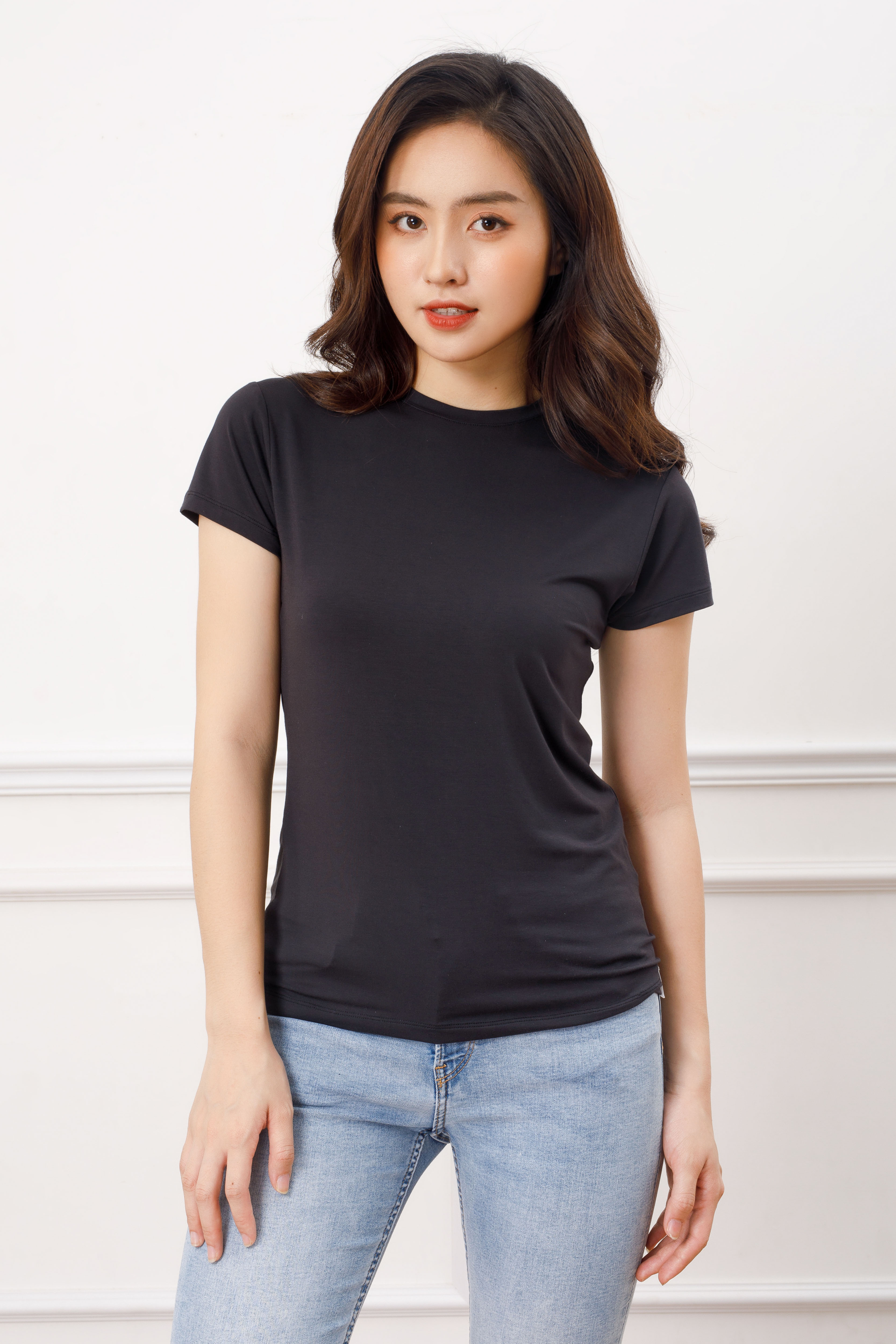 Áo T-shirt nữ cổ tròn vải bamboo cao cấp Chou's