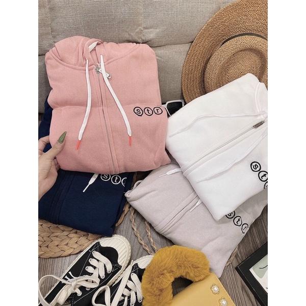 Áo khoác nỉ ngoại có nón sọc viền unisex ulzzang nam nữ