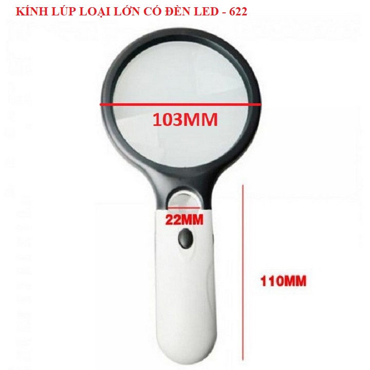 [ TẶNG KÈM PIN] KÍNH LÚP  đường kính 103mm CÓ ĐÈN LED LOẠI LỚN, tiện ích cho người lớn, học sinh đọc sách báo làm việc.